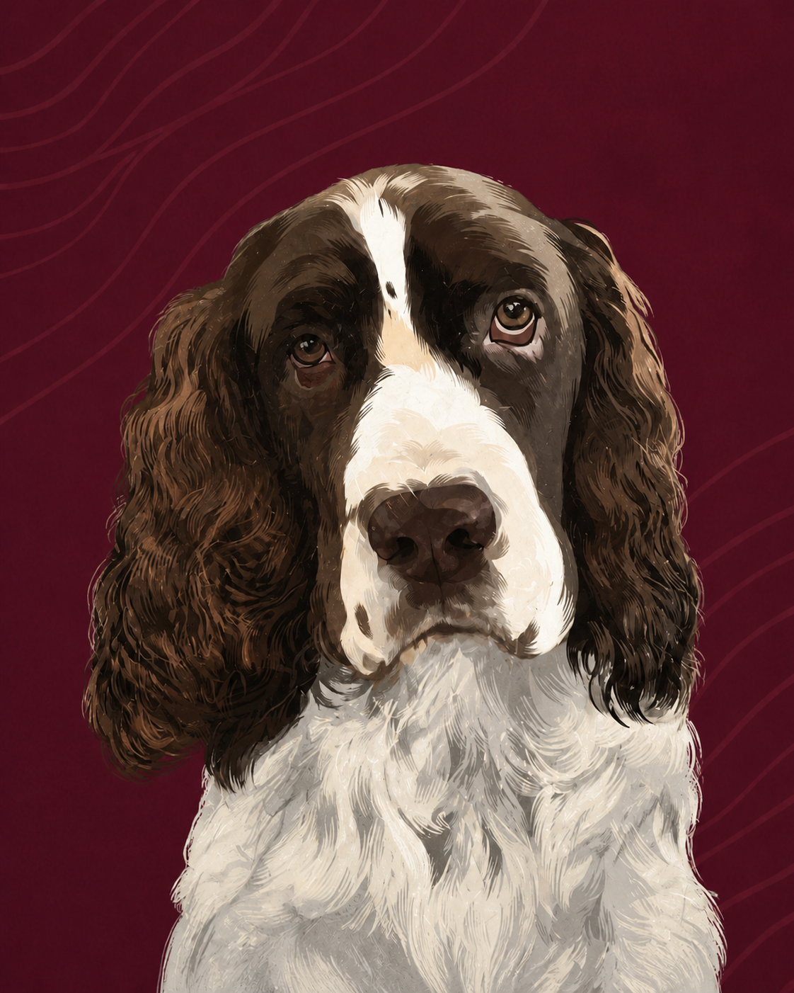 Illustrated portrait of Boyd, Randy’s dog